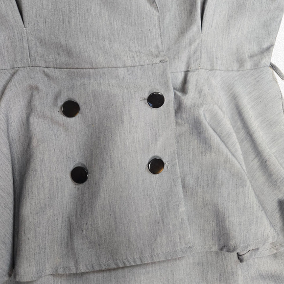 1980s Vintage Gray Office Career Made in USA Peplum Pencil Power Dress Size 14P - Picture 4 of 10